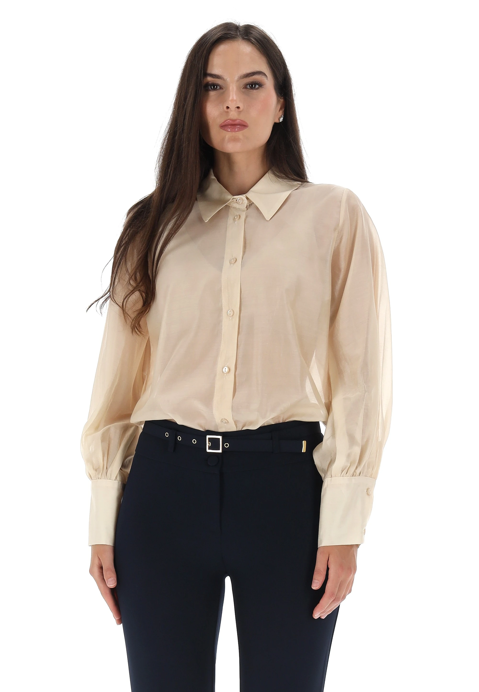 Camicia velata èks con maniche balloon donna